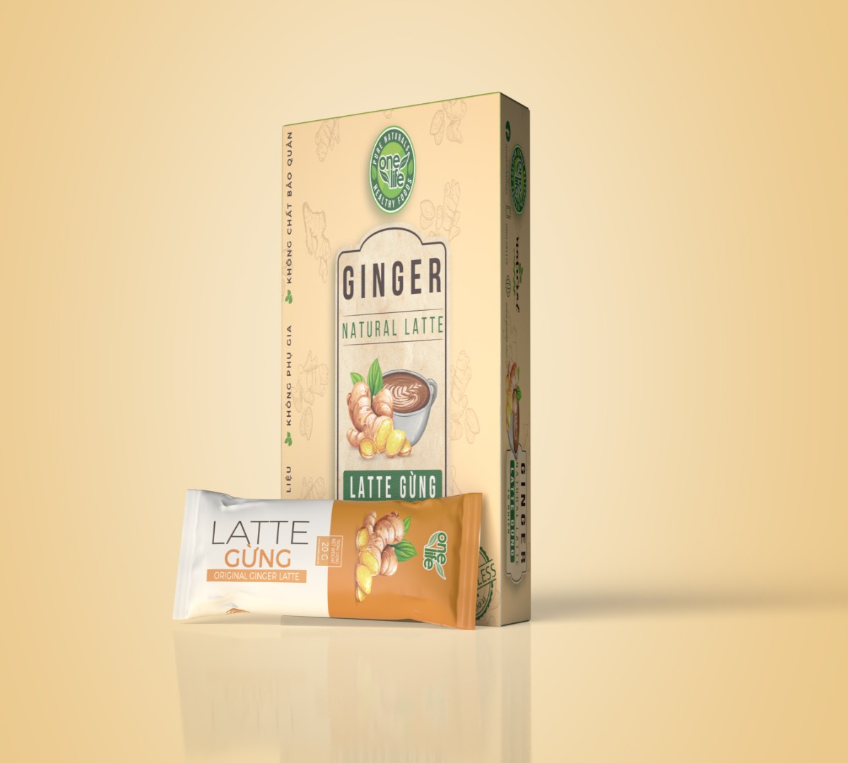 TRÀ SỮA GỪNG TỰ NHIÊN (LATTE GỪNG) ONELIFE HỘP 06 GÓI